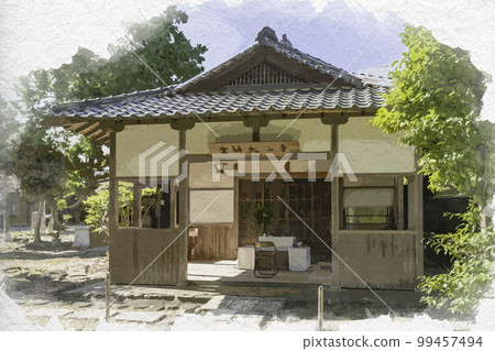 水彩風格的西大寺大士堂,奈良縣奈良市 水彩風格的西大寺大士堂,奈良縣奈良市 99457494