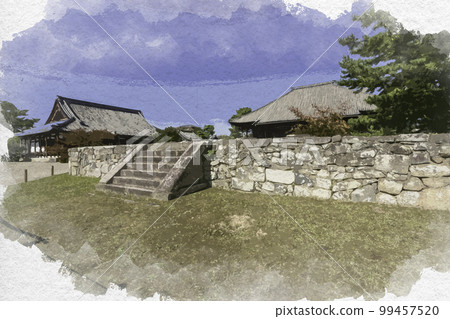 水彩風格的西大寺東塔遺址 奈良縣奈良市 99457520