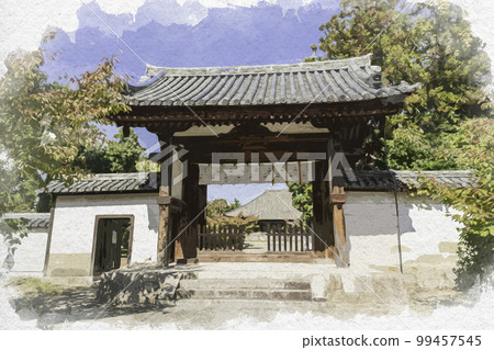 Watercolor-style Saidaiji South Gate, Nara City, Nara Prefecture Watercolor-style Saidaiji South Gate, Nara City, Nara Prefecture 99457545