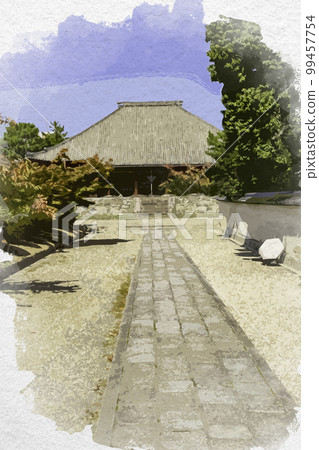 奈良縣奈良市水彩風格的西大寺本堂 99457754