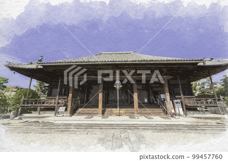 奈良縣奈良市水彩風格的西大寺本堂 奈良縣奈良市水彩風格的西大寺本堂 99457760