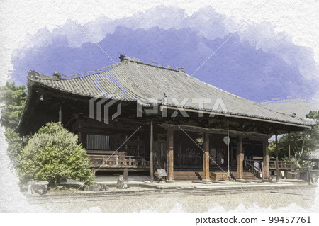 奈良縣奈良市水彩風格的西大寺本堂 99457761