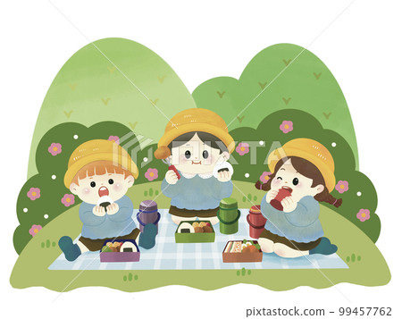 Children enjoying lunch on a field trip Children enjoying lunch on a field trip 99457762