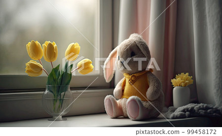 Cute adorable old-fashioned soft plush bunny toy 99458172