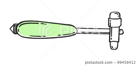 Neurological Hammer Medical Pharmaceutical Hospital Device Vector illustration of medical Equipment, hand-drawn 99458412
