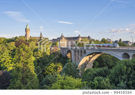 Grand Duchy of Luxembourg, city skyline at Pont Adolphe Bridge 99458584
