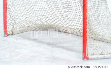 detail of a hockey goal on the ice detail of a hockey goal on the ice 99459016