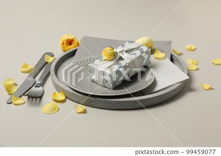 Concept of spring season beautiful table setting 99459077