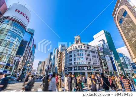 Tokyo cityscape in Japan Ginza. San-ai closed. Will you be free from the curse of the mask delusion? No need for a mask outdoors or indoors! = 20 days 99459456