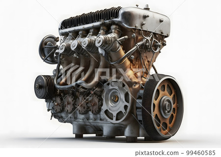 Modern car engine on white background. Neural network AI generated art 99460585