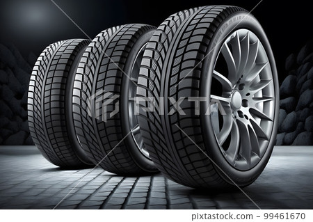 New car wheels for auto industry, service and maintenance repair business technology automotive concept. Neural network AI generated art 99461670