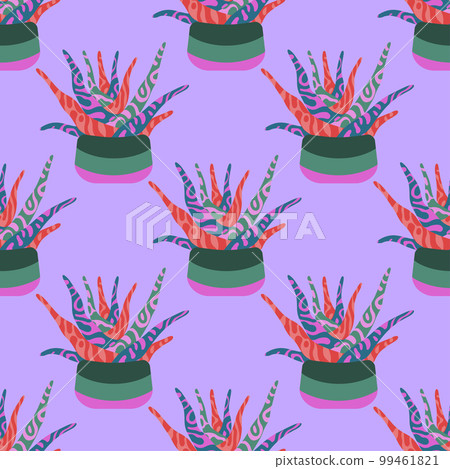 Colorful trending floral pattern. Exotic aloe vera Colorful trending floral pattern. Exotic aloe vera 99461821