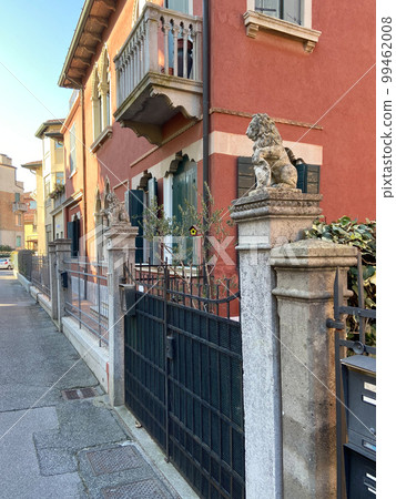 houses on street in Lido di Venezia district 99462008