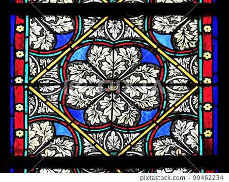Stained glass window from Saint Germain l'Auxerrois church in Paris, France Stained glass window from Saint Germain l'Auxerrois church in Paris, France 99462234