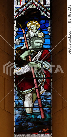 Saint Christopher, stained glass window in the American Cathedral Church of the Holy Trinity in Paris, France Saint Christopher, stained glass window in the American Cathedral Church of the Holy Trinity in Paris, France 99462235