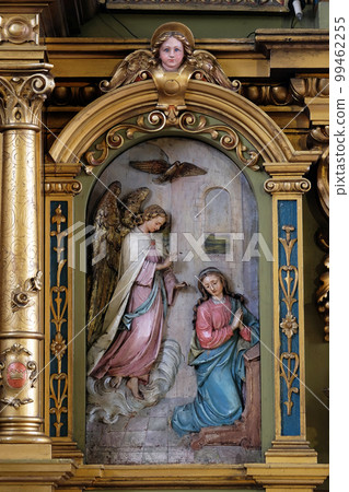 Annunciation of the Virgin Mary, altarpiece in the Basilica of the Sacred Heart of Jesus in Zagreb, Croatia Annunciation of the Virgin Mary, altarpiece in the Basilica of the Sacred Heart of Jesus in Zagreb, Croatia 99462255