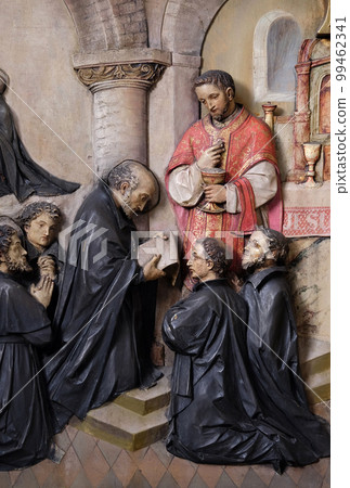 Vows of the first members of the Society of Jesus, altar in the Basilica of the Sacred Heart of Jesus in Zagreb, Croatia 99462341