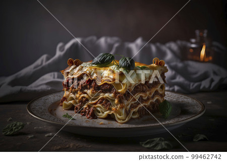 A piece of delicious lasagna. Generative AI. A piece of delicious lasagna. Generative AI. 99462742