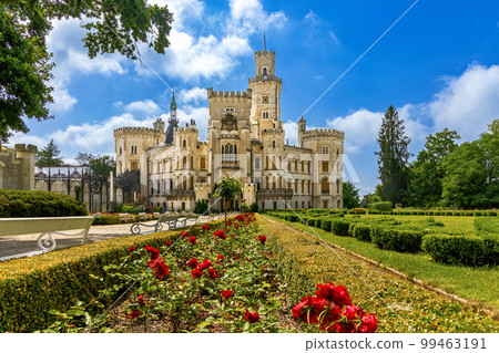 Czech castle Hluboka nad Vltavou, medieval building with beautiful park Czech castle Hluboka nad Vltavou, medieval building with beautiful park 99463191