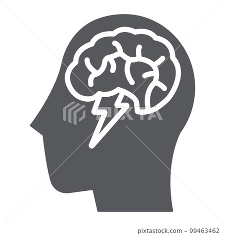 Brainstorm glyph icon, creative and idea, brain and thunder sign, vector graphics, a solid pattern on a white background, eps 10. Brainstorm glyph icon, creative and idea, brain and thunder sign, vector graphics, a solid pattern on a white background, eps 10. 99463462