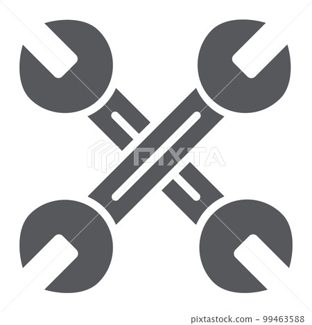 Key mechanic glyph icon, auto and tool, crossed wrenches sign, vector graphics, a solid pattern on a white background, eps 10. 99463588