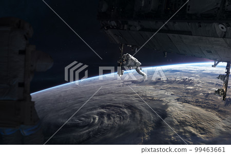 Space station in orbit of planet Earth. Solar system 99463661