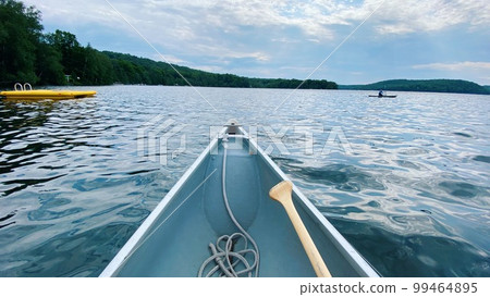 View from canoe on canadian lake View from canoe on canadian lake 99464895