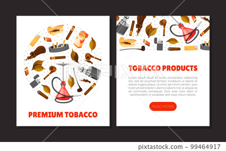 Tobacco Products Banner Design with Cigar and Smoking Pipe Vector Template 99464917