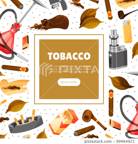 Tobacco Products Banner Design with Cigar and Smoking Pipe Vector Template 99464921