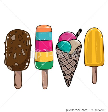 Collection of vector ice cream illustrations isolated on white Collection of vector ice cream illustrations isolated on white 99465206