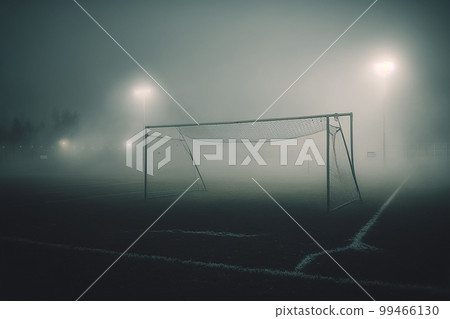 Soccer game field with some smoke and bokeh lights Illustration AI Generative Soccer game field with some smoke and bokeh lights Illustration AI Generative 99466130