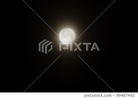 北斗市白州町，15.3歲二月滿月，雲薄霧濛濛的月亮（位置：中上） 99467492