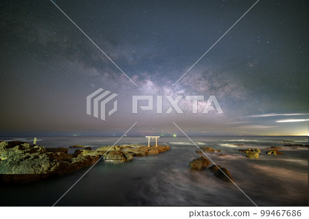 Hitachinaka City, Ibaraki Prefecture Oarai Isozaki Shrine Kamiiso Torii Spring Milky Way 99467686