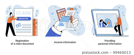 Registration of claim form register document, providing personal information, income information 99468013