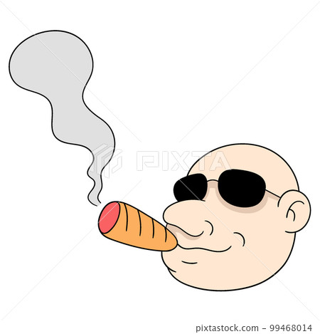 emoticon man head wearing glasses smoking cigar 99468014