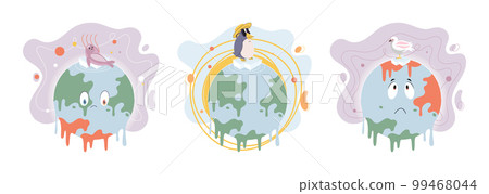 Climate change concept. Global warming metaphor. Temperature rising animal extinction. Environment Day 99468044
