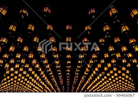 Beautiful lanterns covering the ceiling of Daisho-in temple in Miyajima, Hiroshima Beautiful lanterns covering the ceiling of Daisho-in temple in Miyajima, Hiroshima 99468067