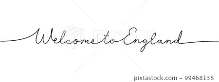 Welcome to England - word with continuous one line. Minimalist drawing of phrase illustration. England country - continuous one line illustration. Welcome to England - word with continuous one line. Minimalist drawing of phrase illustration. England country - continuous one line illustration. 99468138