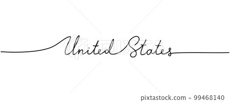 United States - word with continuous one line. Minimalist drawing of phrase illustration. United States country - continuous one line illustration. United States - word with continuous one line. Minimalist drawing of phrase illustration. United States country - continuous one line illustration. 99468140
