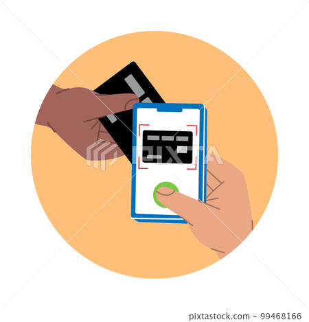 Card scanning for mobile banking payment. Mobile payment concept. E-wallet and mobile payment. Wireless contactless NFC payments. Card scanning for mobile banking payment. Mobile payment concept. E-wallet and mobile payment. Wireless contactless NFC payments. 99468166