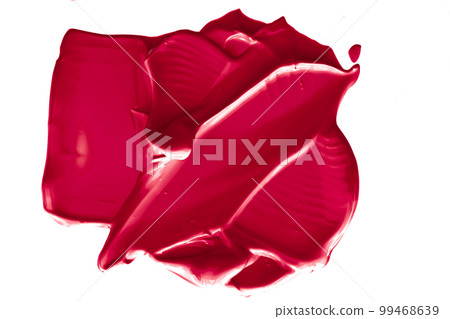 Red beauty swatch, skincare and makeup cosmetic product sample texture isolated on white background, make-up smudge, cream cosmetics smear or paint brush stroke closeup Red beauty swatch, skincare and makeup cosmetic product sample texture isolated on white background, make-up smudge, cream cosmetics smear or paint brush stroke closeup 99468639