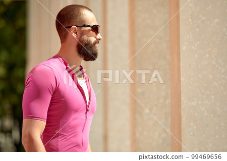 Close up portrait of a handsome cyclist Close up portrait of a handsome cyclist 99469656