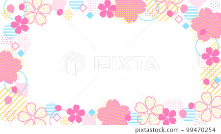 色彩繽紛童趣櫻花幾何圖形框橫長 99470254