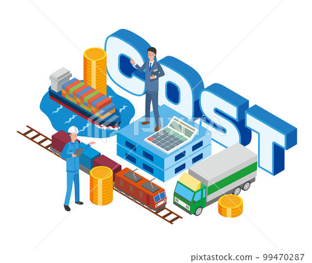 Image illustration of cost related to logistics transportation 99470287