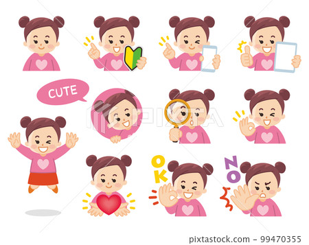 Girl variation beginner mark smartphone tablet magnifying glass heart 99470355