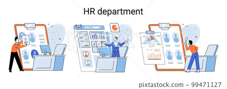 Business concepts HR department, increasing employee engagement, worker performance evaluation 99471127
