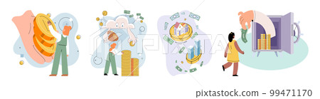 International investment company, money fly around world. Global economy financial system concept 99471170