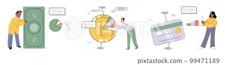 Set of people analyzing personal or corporate budget. Concept of finance accounting and calculation Set of people analyzing personal or corporate budget. Concept of finance accounting and calculation 99471189