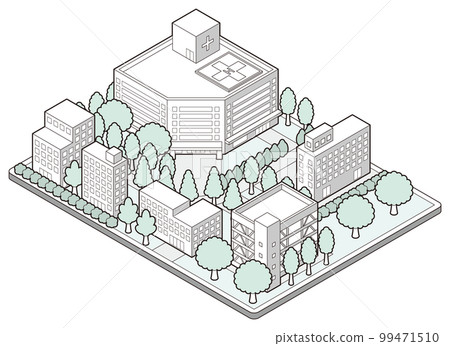 建築物的三維插圖。 建築物的三維插圖。 99471510
