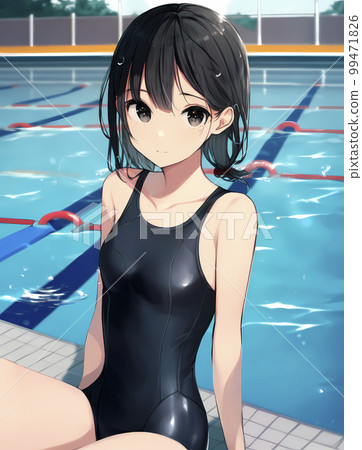 Pool class school swimsuit swimming club Stock